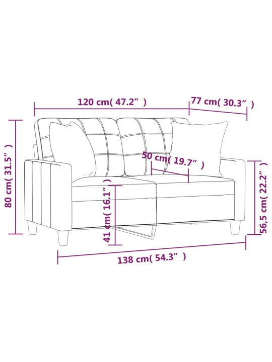 Divvietīgs dīvāns, spilveni, vīnsarkans, 120 cm, mākslīgā āda