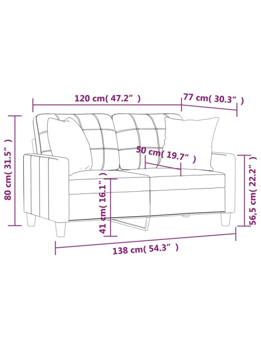 Divvietīgs dīvāns ar spilveniem, kapučīno, 120 cm, mākslīgā āda