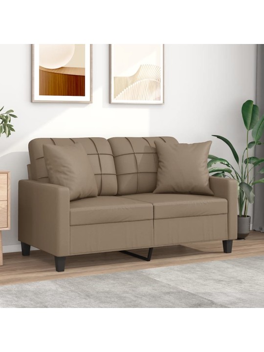 Divvietīgs dīvāns ar spilveniem, kapučīno, 120 cm, mākslīgā āda
