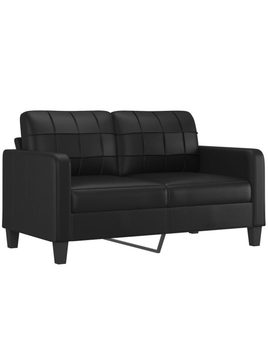 Divvietīgs dīvāns ar spilveniem, melns, 140 cm, mākslīgā āda