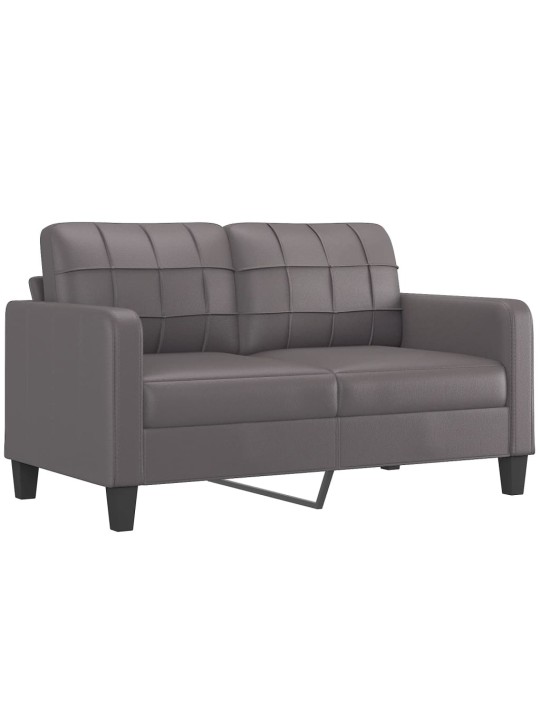 Divvietīgs dīvāns ar spilveniem, pelēks, 140 cm, mākslīgā āda