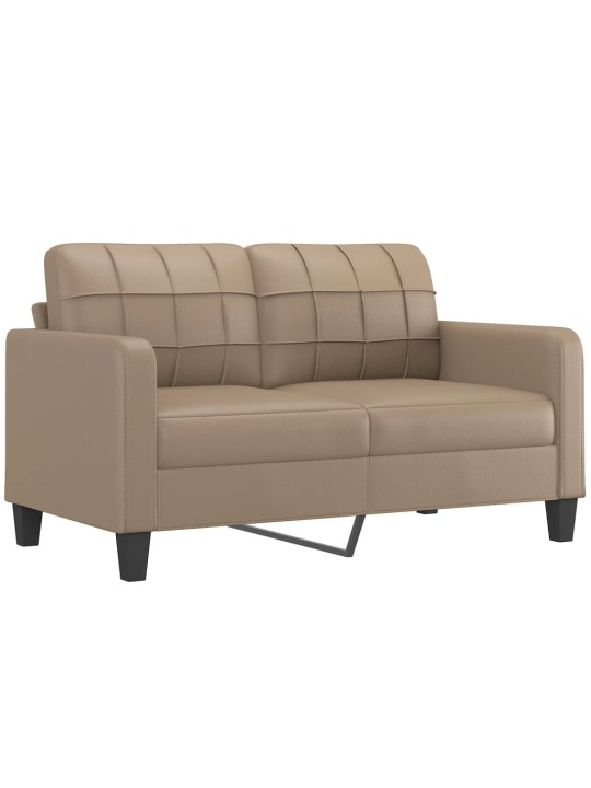 Divvietīgs dīvāns ar spilveniem, kapučīno, 140 cm, mākslīgā āda