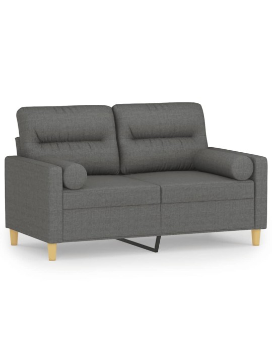Divvietīgs dīvāns ar spilveniem, tumši pelēks, 120 cm, audums