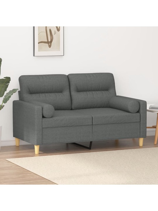 Divvietīgs dīvāns ar spilveniem, tumši pelēks, 120 cm, audums