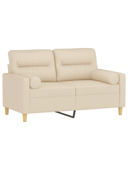 Divvietīgs dīvāns ar spilveniem, krēmkrāsas, 120 cm, audums