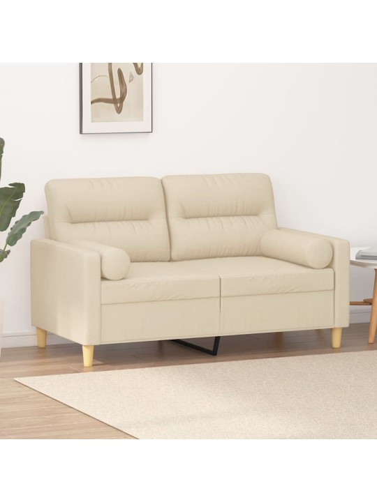 Divvietīgs dīvāns ar spilveniem, krēmkrāsas, 120 cm, audums