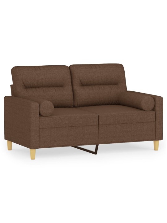 Divvietīgs dīvāns ar spilveniem, brūns, 120 cm, audums