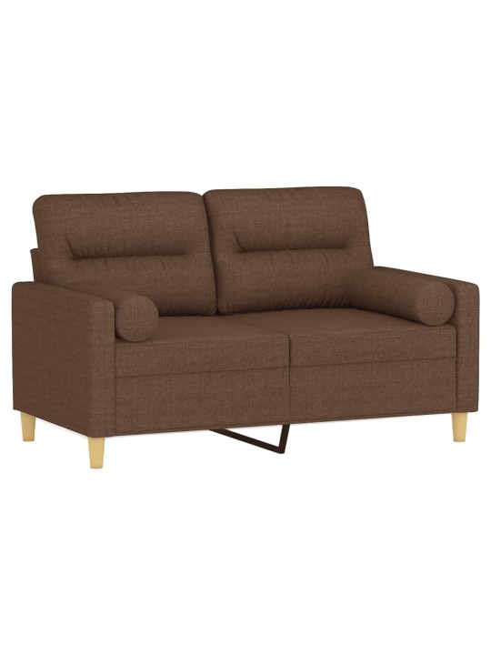 Divvietīgs dīvāns ar spilveniem, brūns, 120 cm, audums