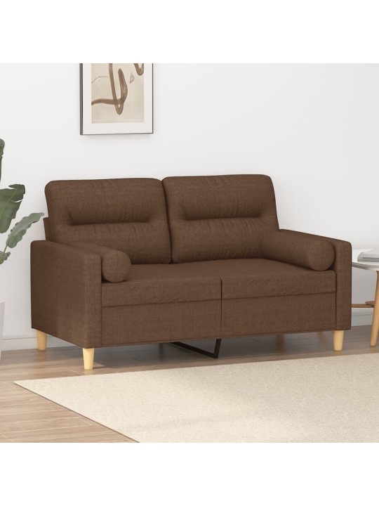 Divvietīgs dīvāns ar spilveniem, brūns, 120 cm, audums