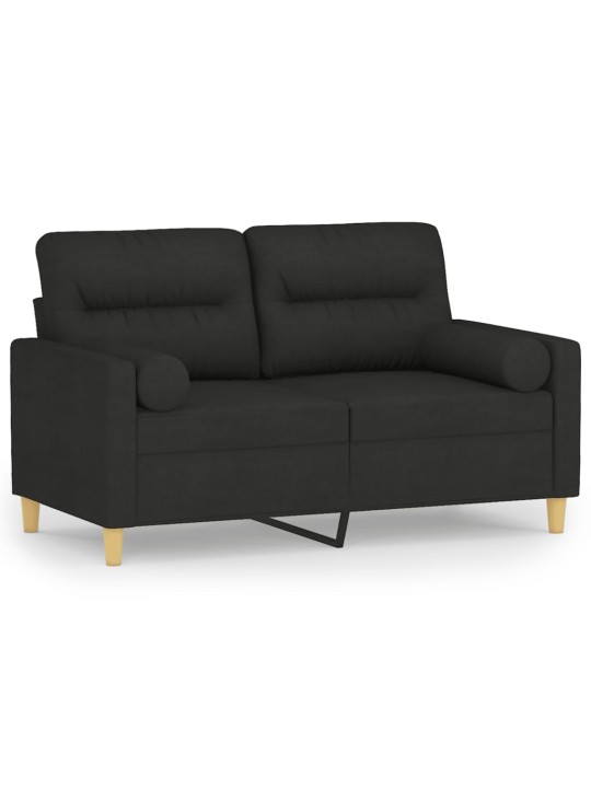 Divvietīgs dīvāns ar spilveniem, melns, 120 cm, audums