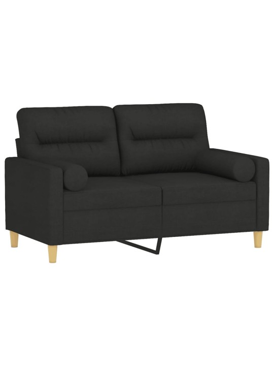 Divvietīgs dīvāns ar spilveniem, melns, 120 cm, audums