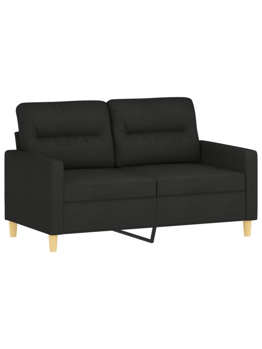 Divvietīgs dīvāns ar spilveniem, melns, 120 cm, audums