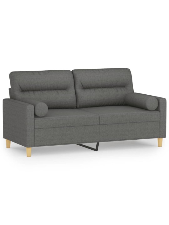 Divvietīgs dīvāns ar spilveniem, tumši pelēks, 140 cm, audums