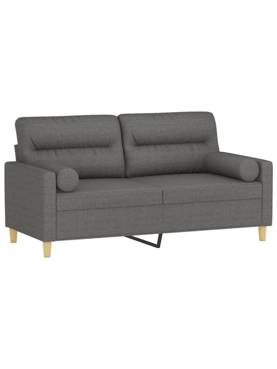 Divvietīgs dīvāns ar spilveniem, tumši pelēks, 140 cm, audums