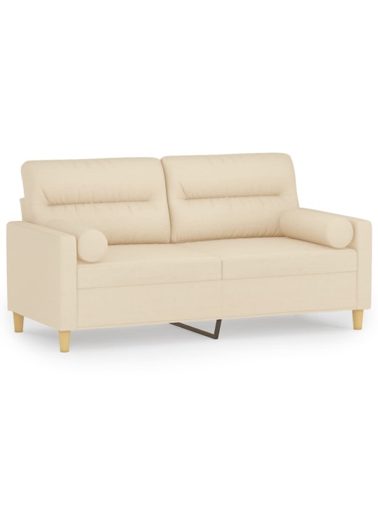 Divvietīgs dīvāns ar spilveniem, krēmkrāsas, 140 cm, audums