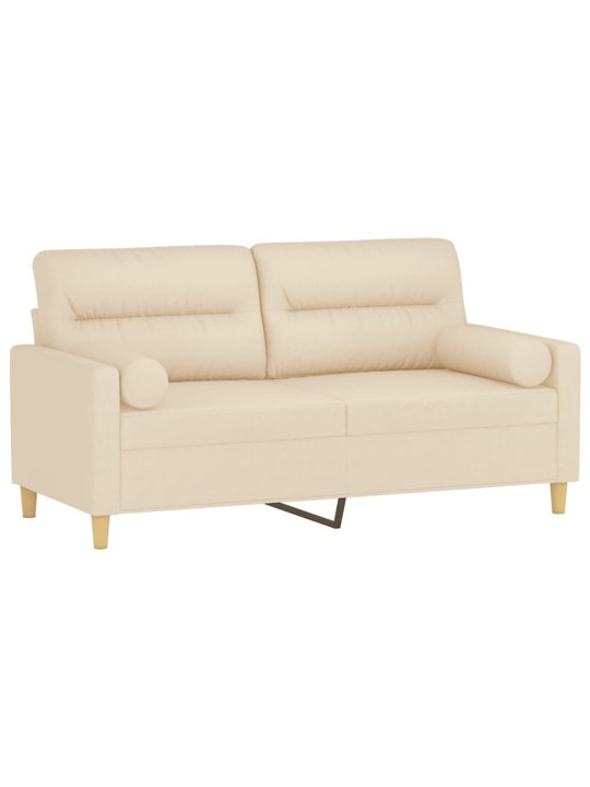 Divvietīgs dīvāns ar spilveniem, krēmkrāsas, 140 cm, audums