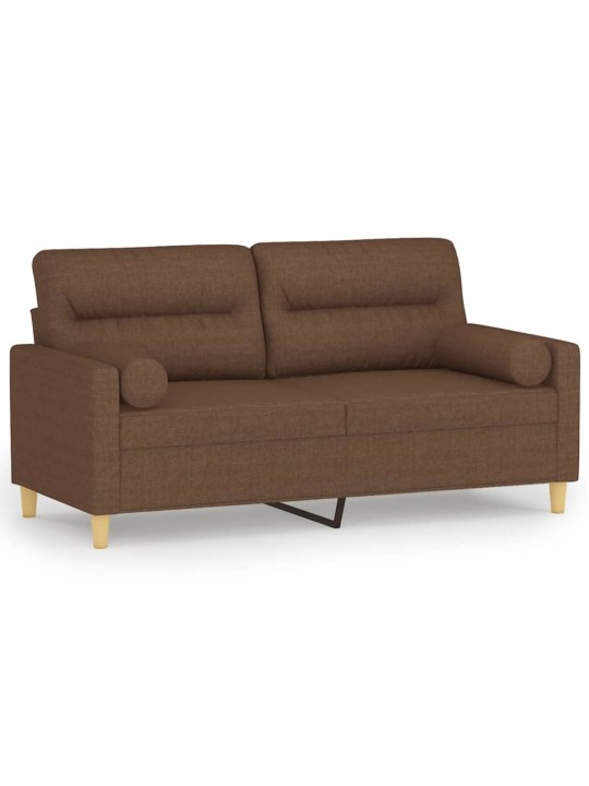 Divvietīgs dīvāns ar spilveniem, brūns, 140 cm, audums