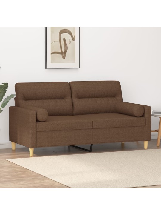 Divvietīgs dīvāns ar spilveniem, brūns, 140 cm, audums