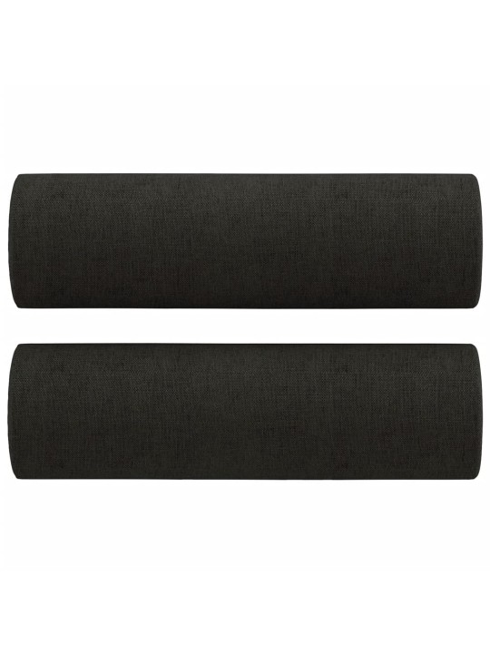 Divvietīgs dīvāns ar spilveniem, melns, 140 cm, audums