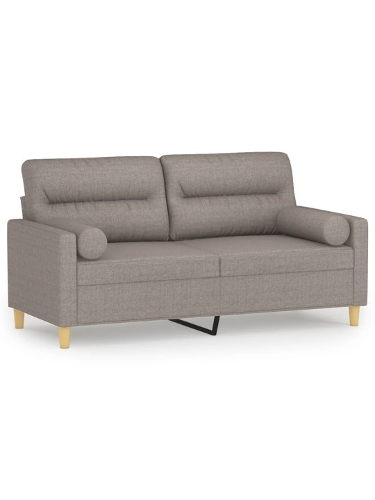 Divvietīgs dīvāns ar spilveniem, pelēkbrūns, 140 cm, audums