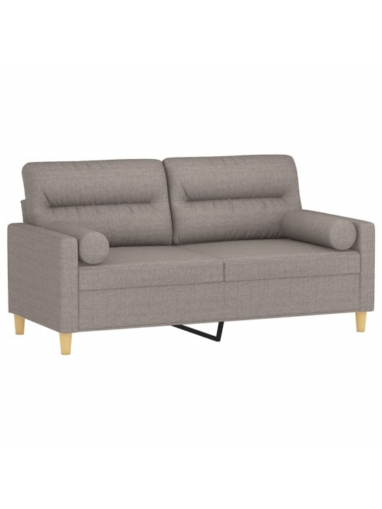 Divvietīgs dīvāns ar spilveniem, pelēkbrūns, 140 cm, audums