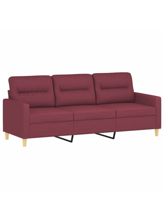 Trīsvietīgs dīvāns ar spilveniem, vīnsarkans, 180 cm, audums