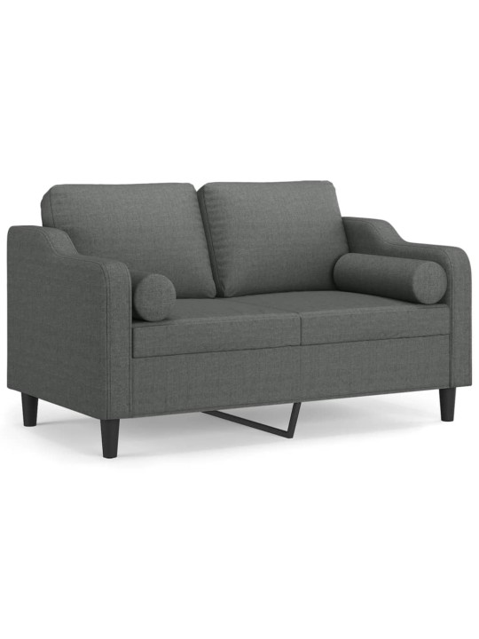 Divvietīgs dīvāns ar spilveniem, tumši pelēks, 120 cm, audums