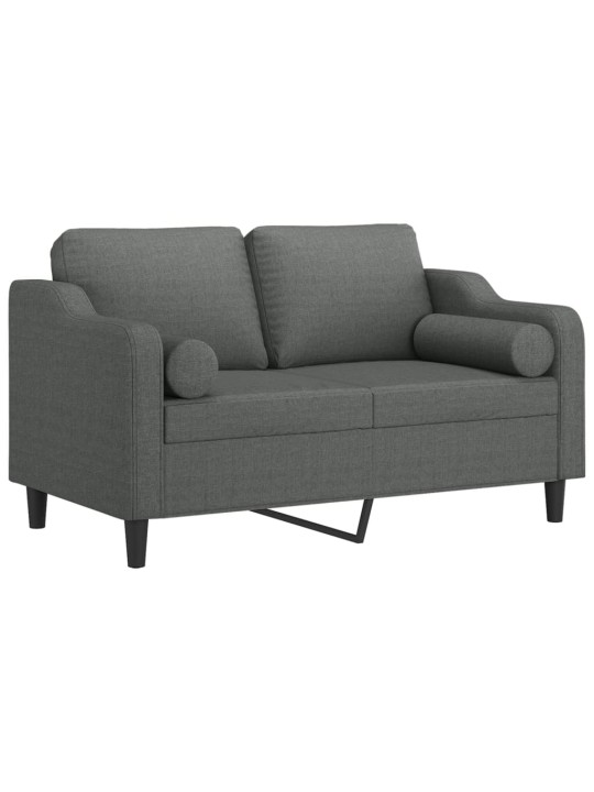 Divvietīgs dīvāns ar spilveniem, tumši pelēks, 120 cm, audums