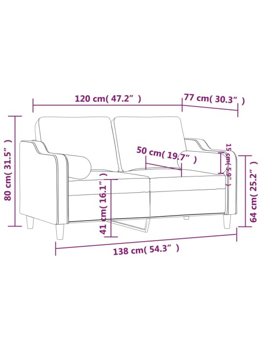 Divvietīgs dīvāns ar spilveniem, tumši pelēks, 120 cm, audums