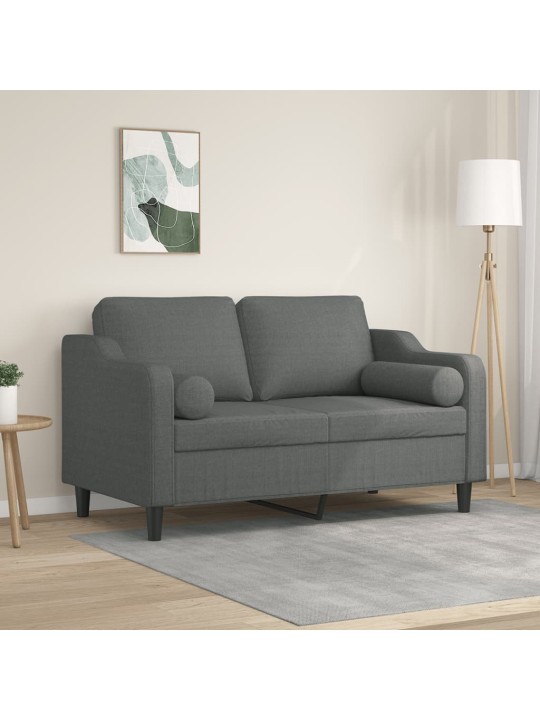 Divvietīgs dīvāns ar spilveniem, tumši pelēks, 120 cm, audums