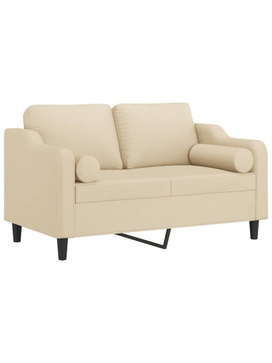 Divvietīgs dīvāns ar spilveniem, krēmkrāsas, 120 cm, audums
