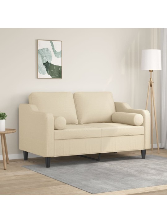 Divvietīgs dīvāns ar spilveniem, krēmkrāsas, 120 cm, audums