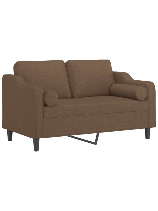 Divvietīgs dīvāns ar spilveniem, brūns, 120 cm, audums