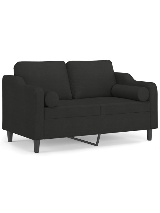 Divvietīgs dīvāns ar spilveniem, melns, 120 cm, audums