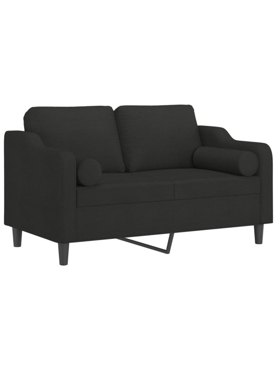 Divvietīgs dīvāns ar spilveniem, melns, 120 cm, audums
