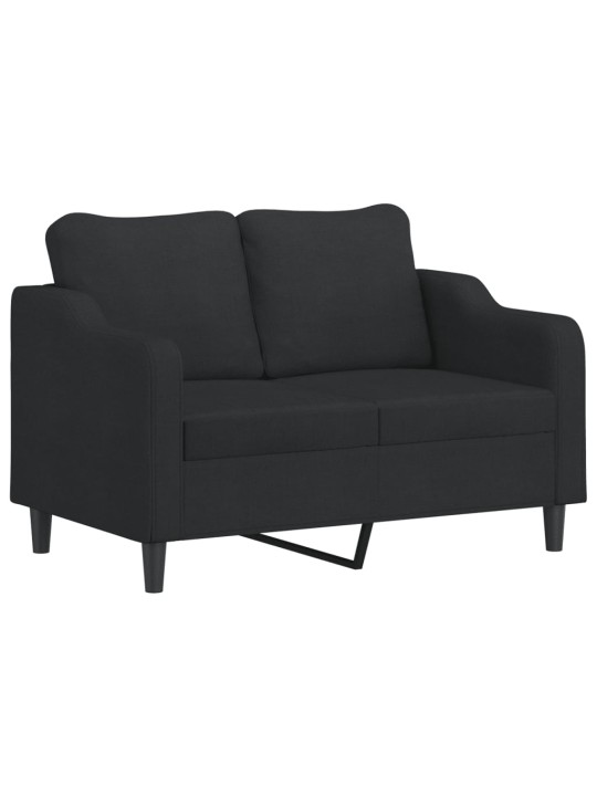 Divvietīgs dīvāns ar spilveniem, melns, 120 cm, audums