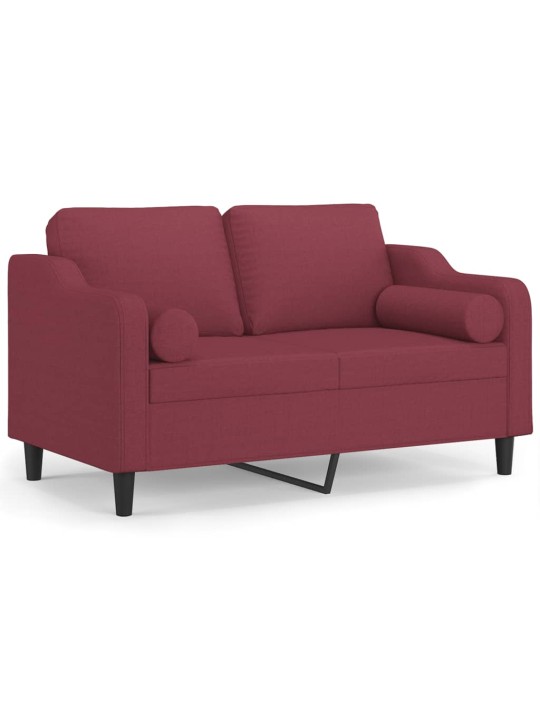 Divvietīgs dīvāns ar spilveniem, vīnsarkans, 120 cm, audums