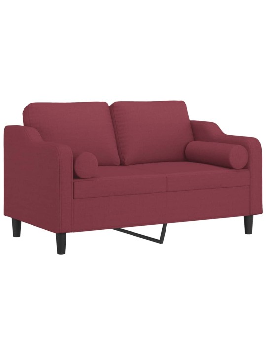 Divvietīgs dīvāns ar spilveniem, vīnsarkans, 120 cm, audums