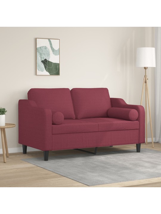 Divvietīgs dīvāns ar spilveniem, vīnsarkans, 120 cm, audums