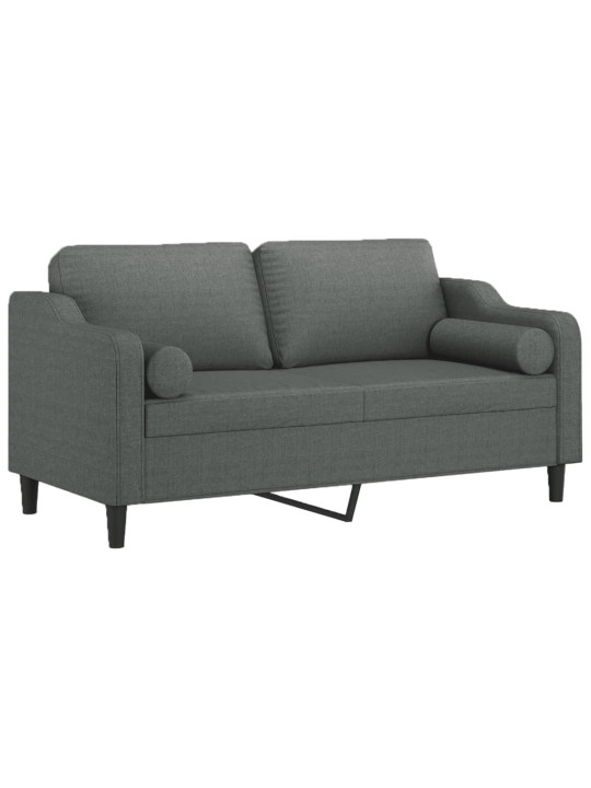 Divvietīgs dīvāns ar spilveniem, tumši pelēks, 140 cm, audums