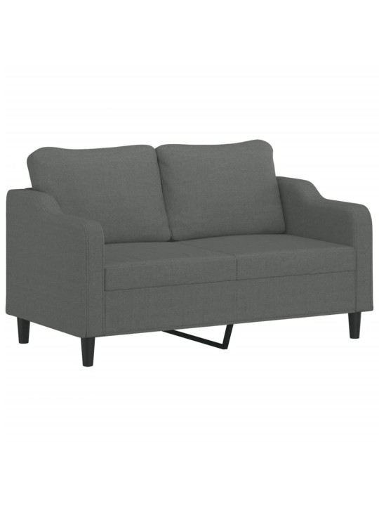 Divvietīgs dīvāns ar spilveniem, tumši pelēks, 140 cm, audums