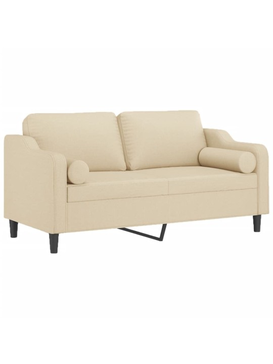 Divvietīgs dīvāns ar spilveniem, krēmkrāsas, 140 cm, audums