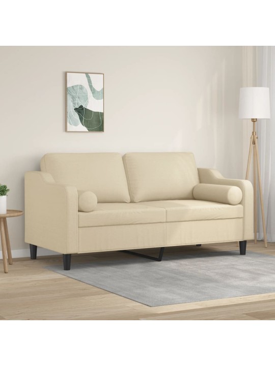 Divvietīgs dīvāns ar spilveniem, krēmkrāsas, 140 cm, audums
