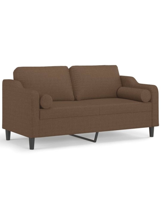 Divvietīgs dīvāns ar spilveniem, brūns, 140 cm, audums