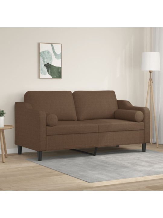 Divvietīgs dīvāns ar spilveniem, brūns, 140 cm, audums