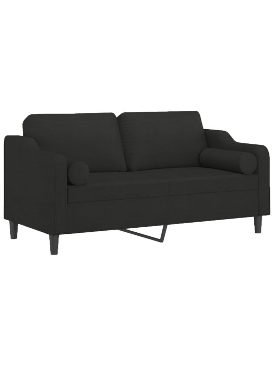 Divvietīgs dīvāns ar spilveniem, melns, 140 cm, audums