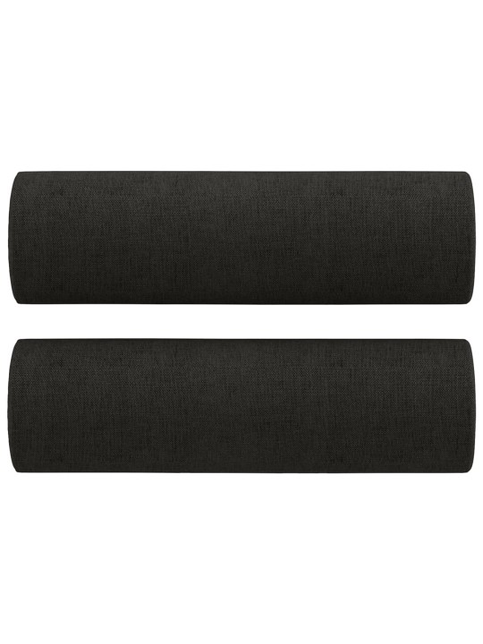 Divvietīgs dīvāns ar spilveniem, melns, 140 cm, audums