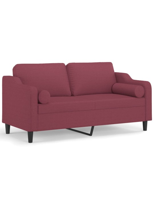 Divvietīgs dīvāns ar spilveniem, vīnsarkans, 140 cm, audums