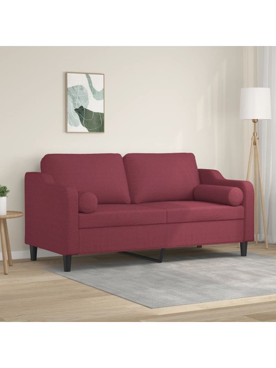 Divvietīgs dīvāns ar spilveniem, vīnsarkans, 140 cm, audums