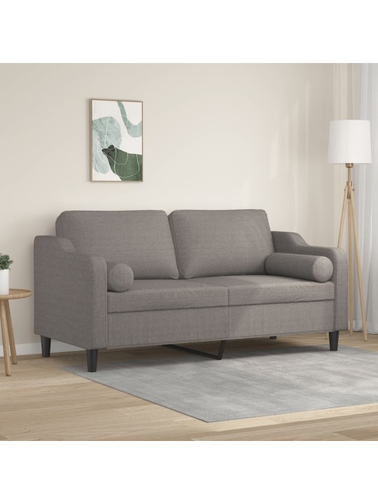 Divvietīgs dīvāns ar spilveniem, pelēkbrūns, 140 cm, audums